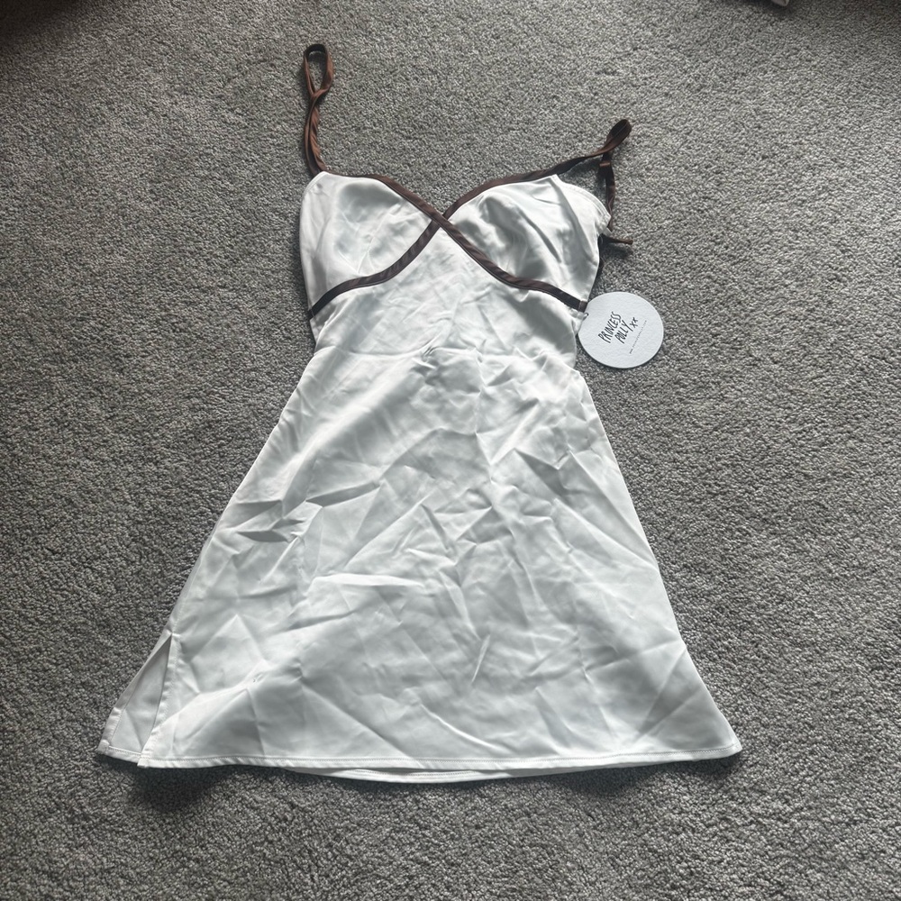 Princess Polly White and Brown Mini Dress